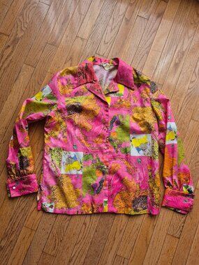 Vintage 60s 70s Large Dagger Collar Shirt World Map